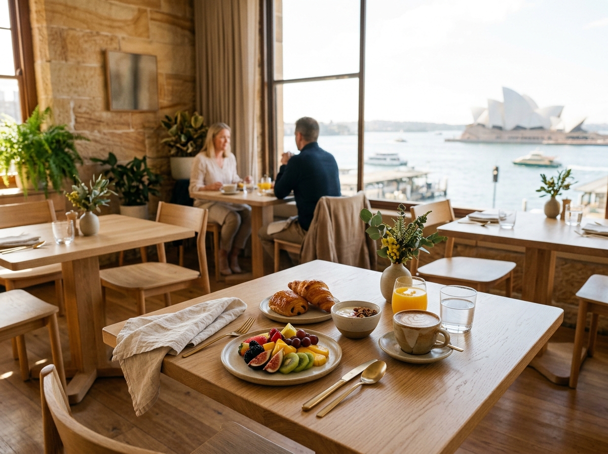 Breakfast room with natural light and warm timber