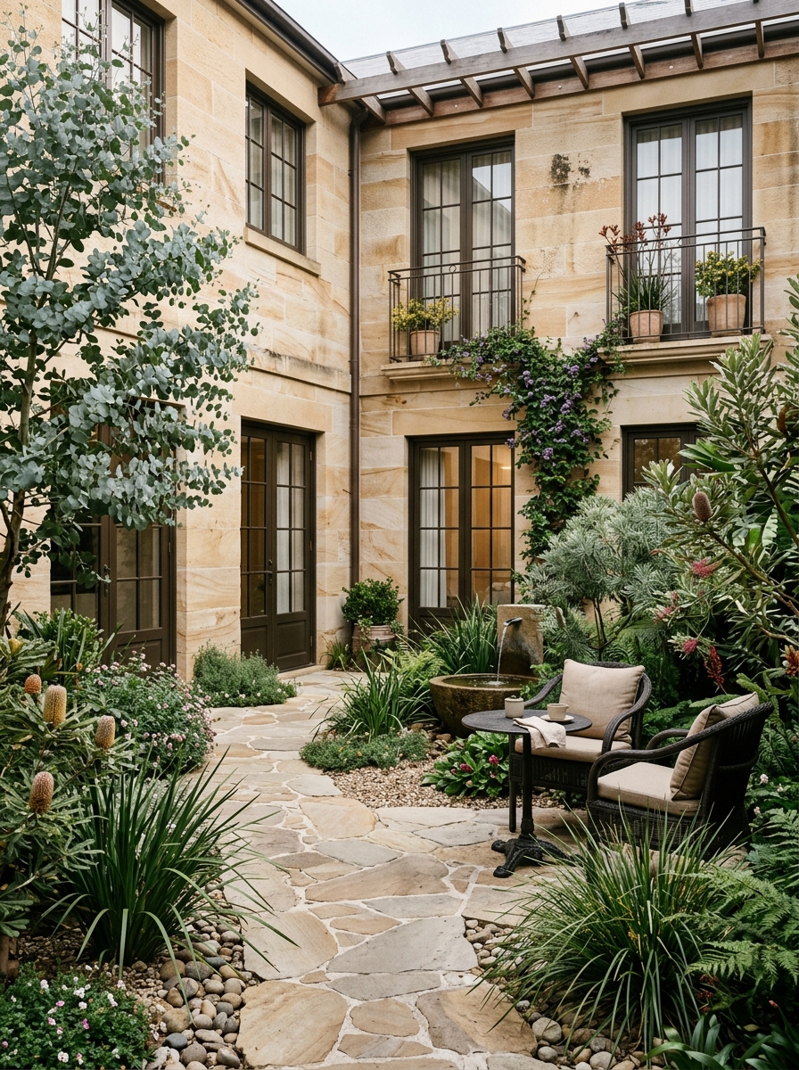 AustraliaStayList courtyard and sandstone architecture