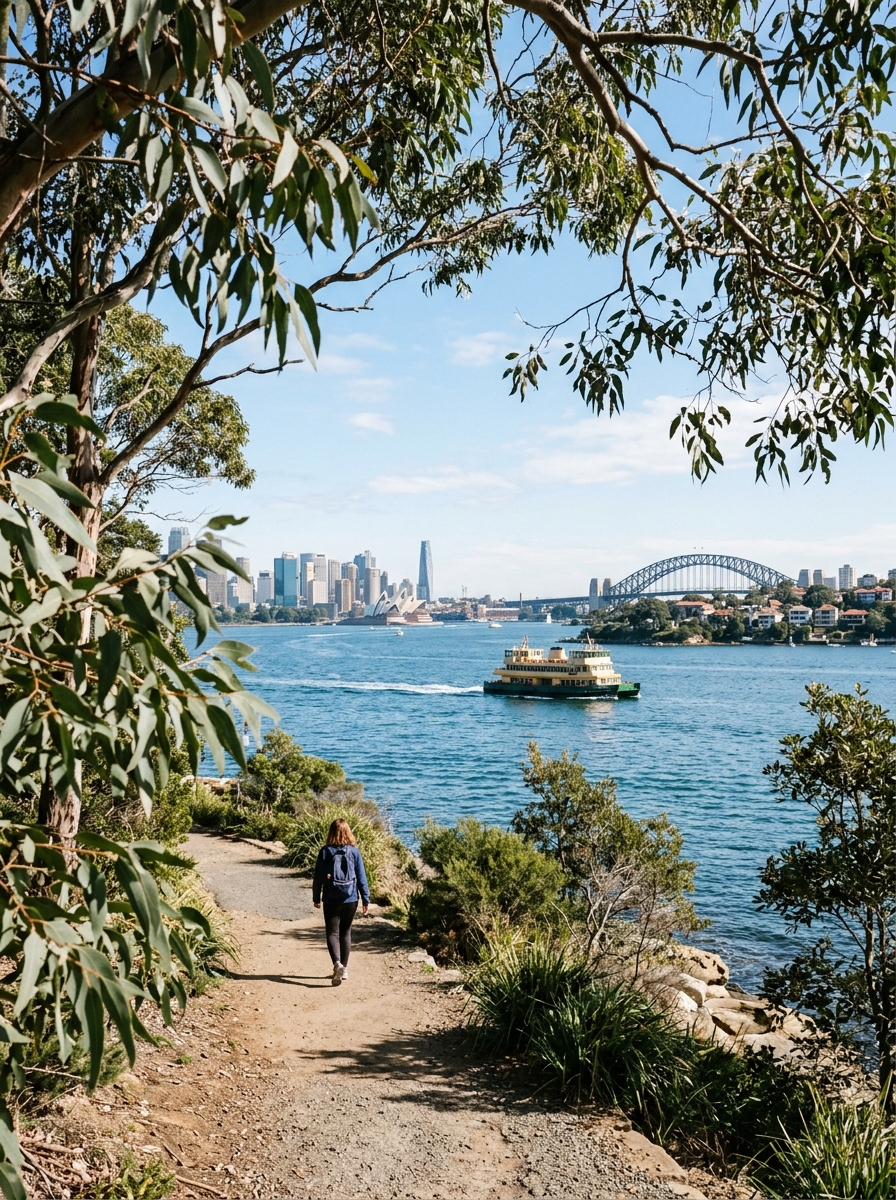 Sydney Harbour viewed from a foreshore path